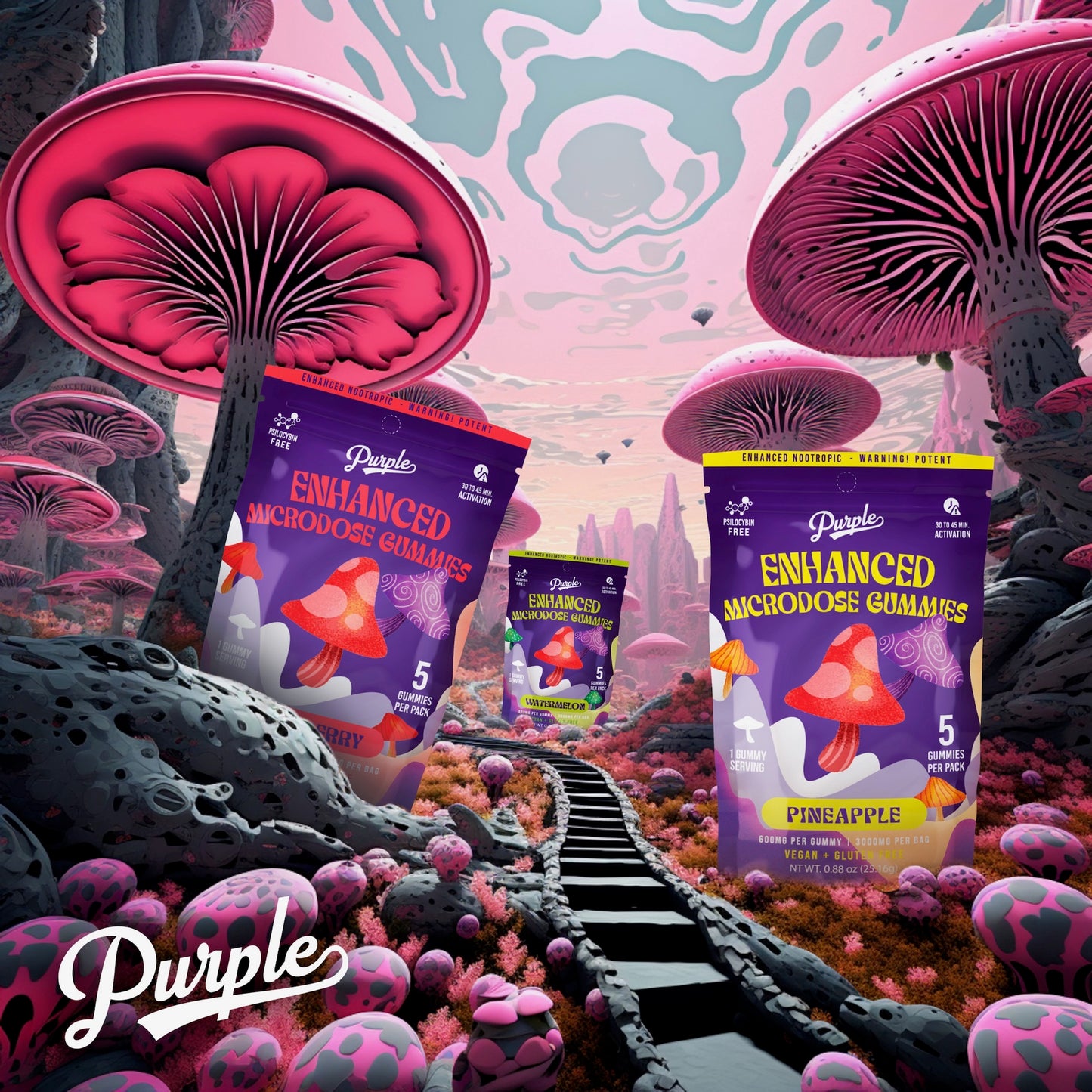 Purple Mushroom Enhanced Microdose Gummies
